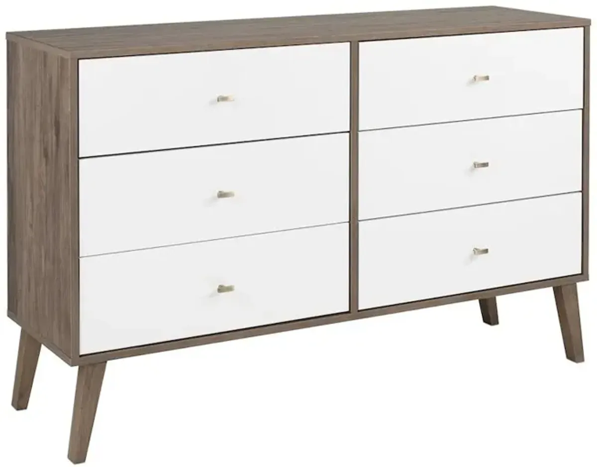 Prepac Milo 6-drawer Dresser, Drifted Gray and White