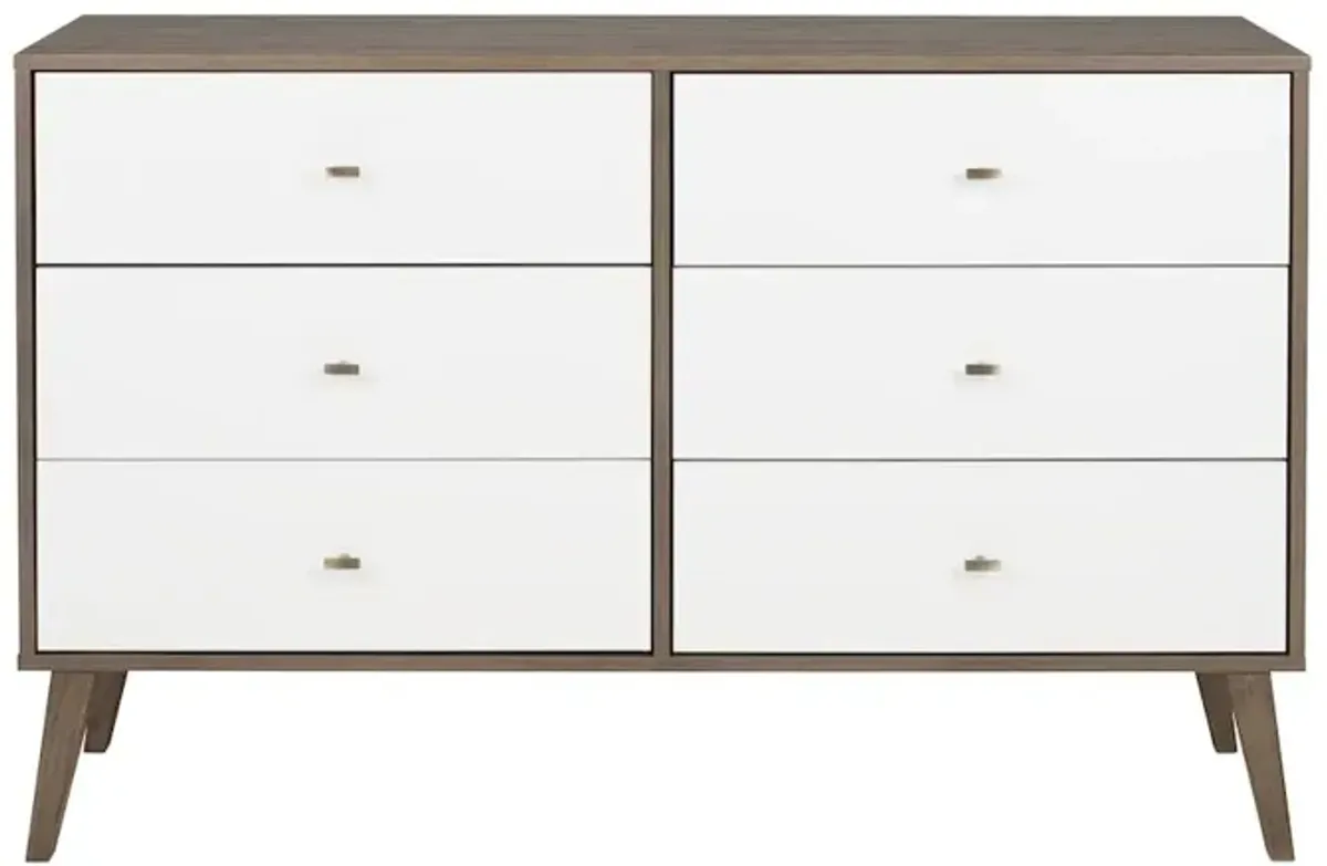 Prepac Milo 6-drawer Dresser, Drifted Gray and White