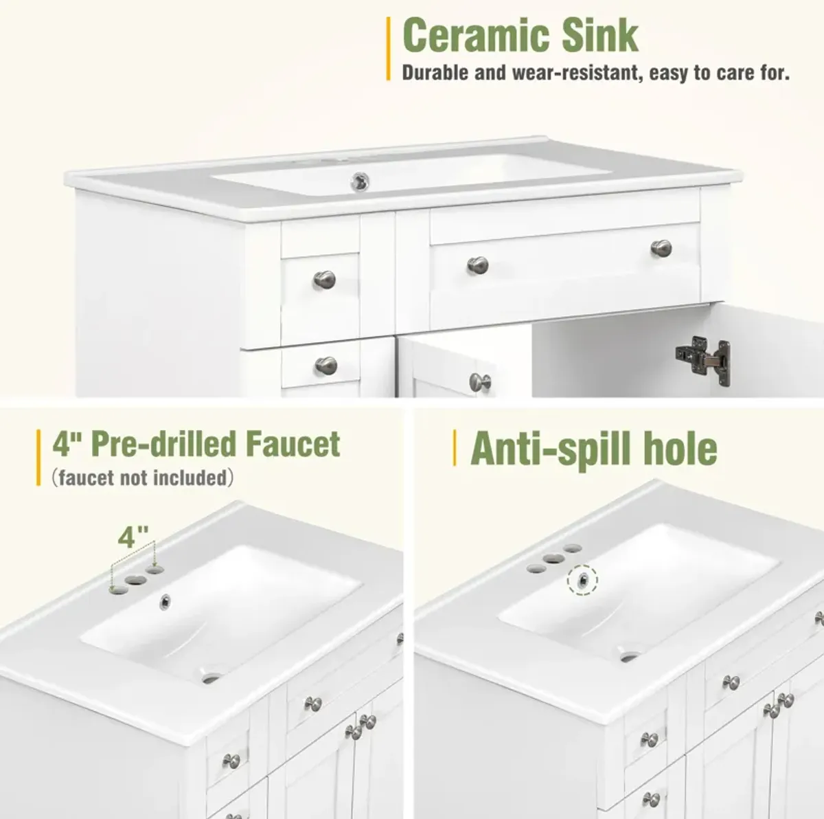 Merax Bathroom Vanity with Ceramic Sink