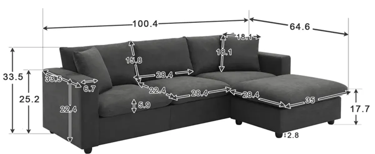 Merax Modern L-shaped Couch Set Sectional Sofa