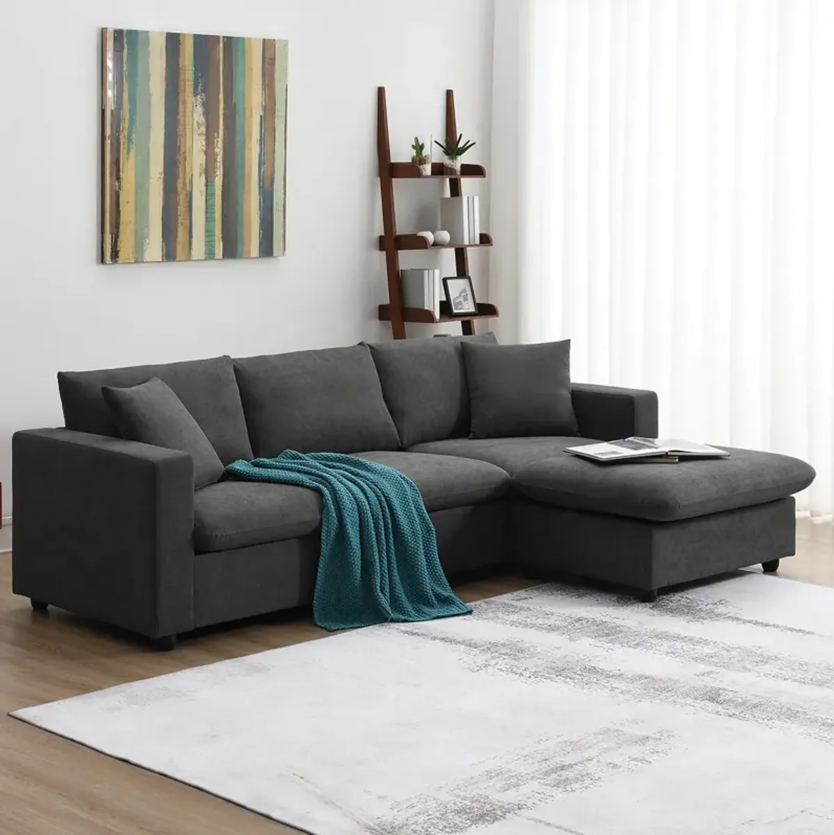 Merax Modern L-shaped Couch Set Sectional Sofa