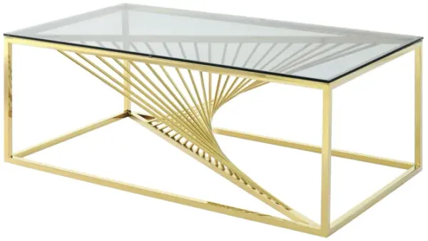 Gold Accent Table with Glass Top & Stainless Steel Frame