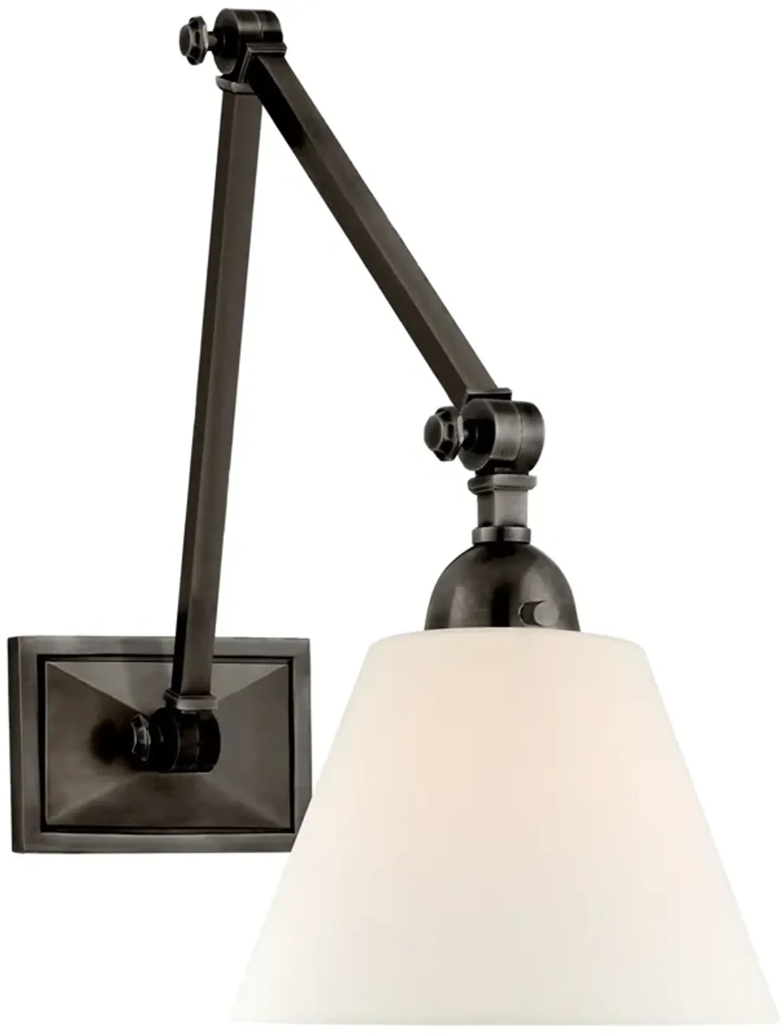 Jane Double Library Wall Light in Gun Metal with Linen Shade