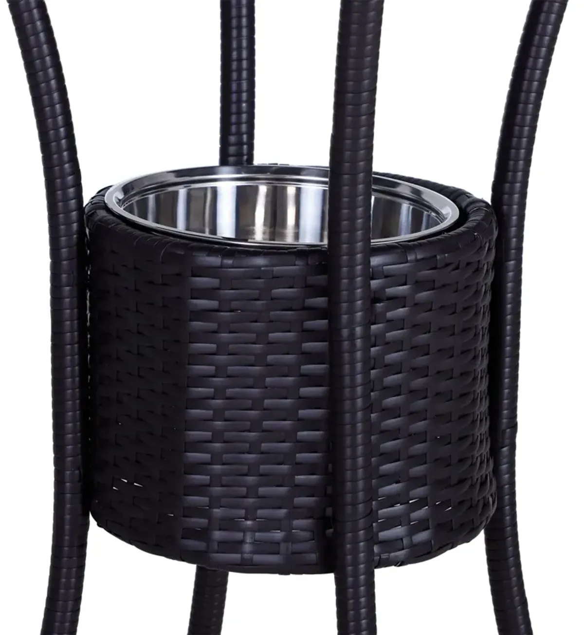 3Pc Rattan Wicker Bistro Set Patio Bar Table Chair Stool Garden