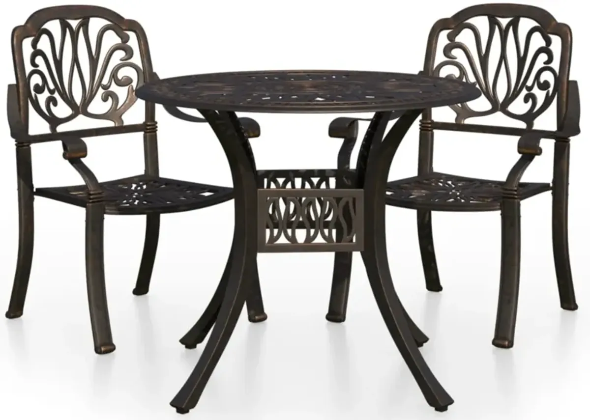 vidaXL 3 Piece Bistro Set Cast Aluminum Bronze