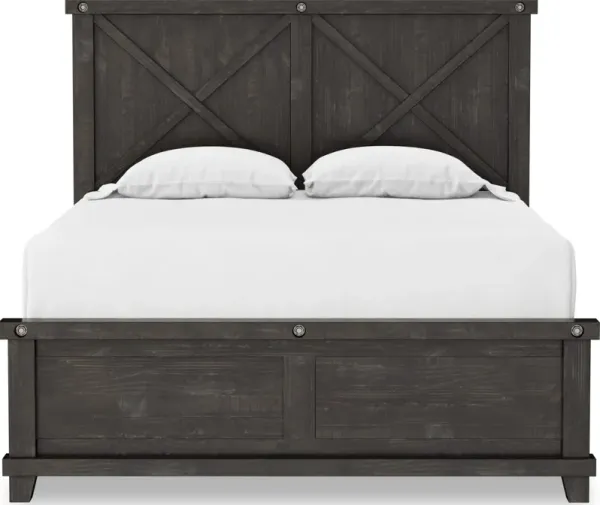 Yosemite Full-size Solid Wood Panel Bed in Cafe
