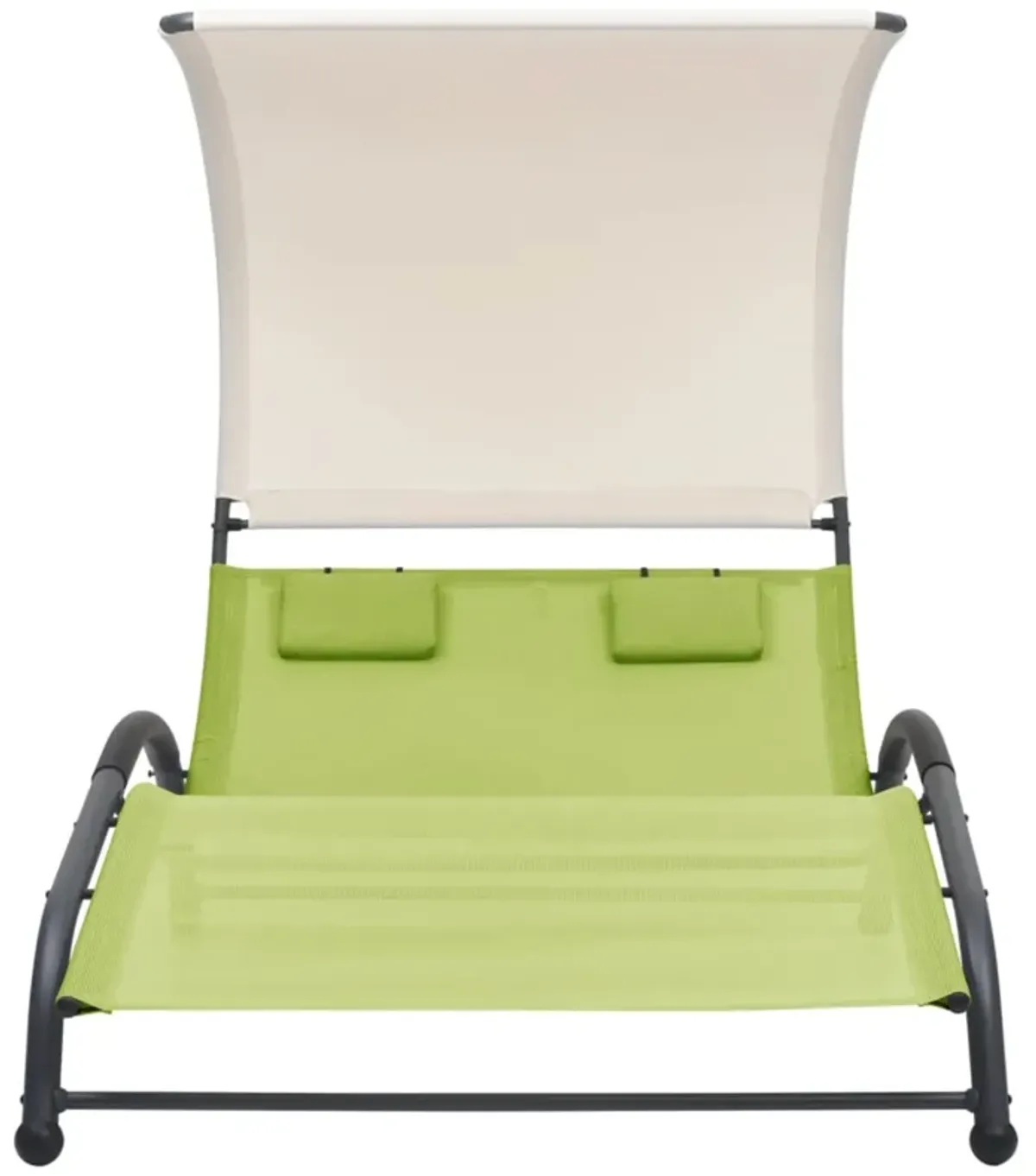 vidaXL Double Sun Lounger with Canopy Textilene Green