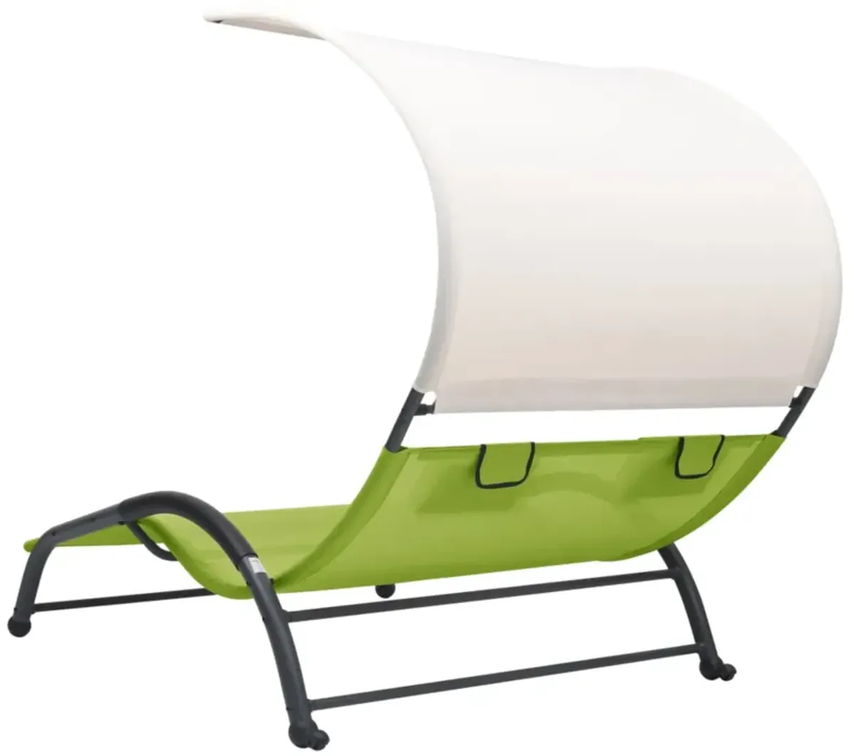 vidaXL Double Sun Lounger with Canopy Textilene Green