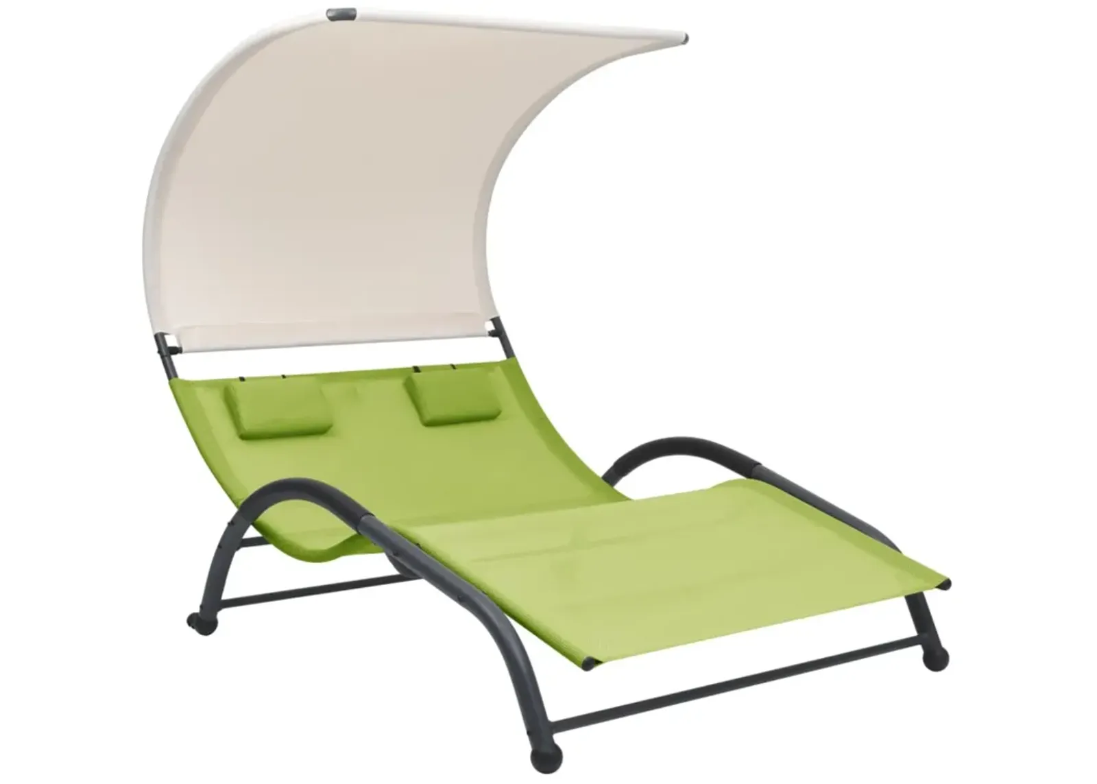 vidaXL Double Sun Lounger with Canopy Textilene Green