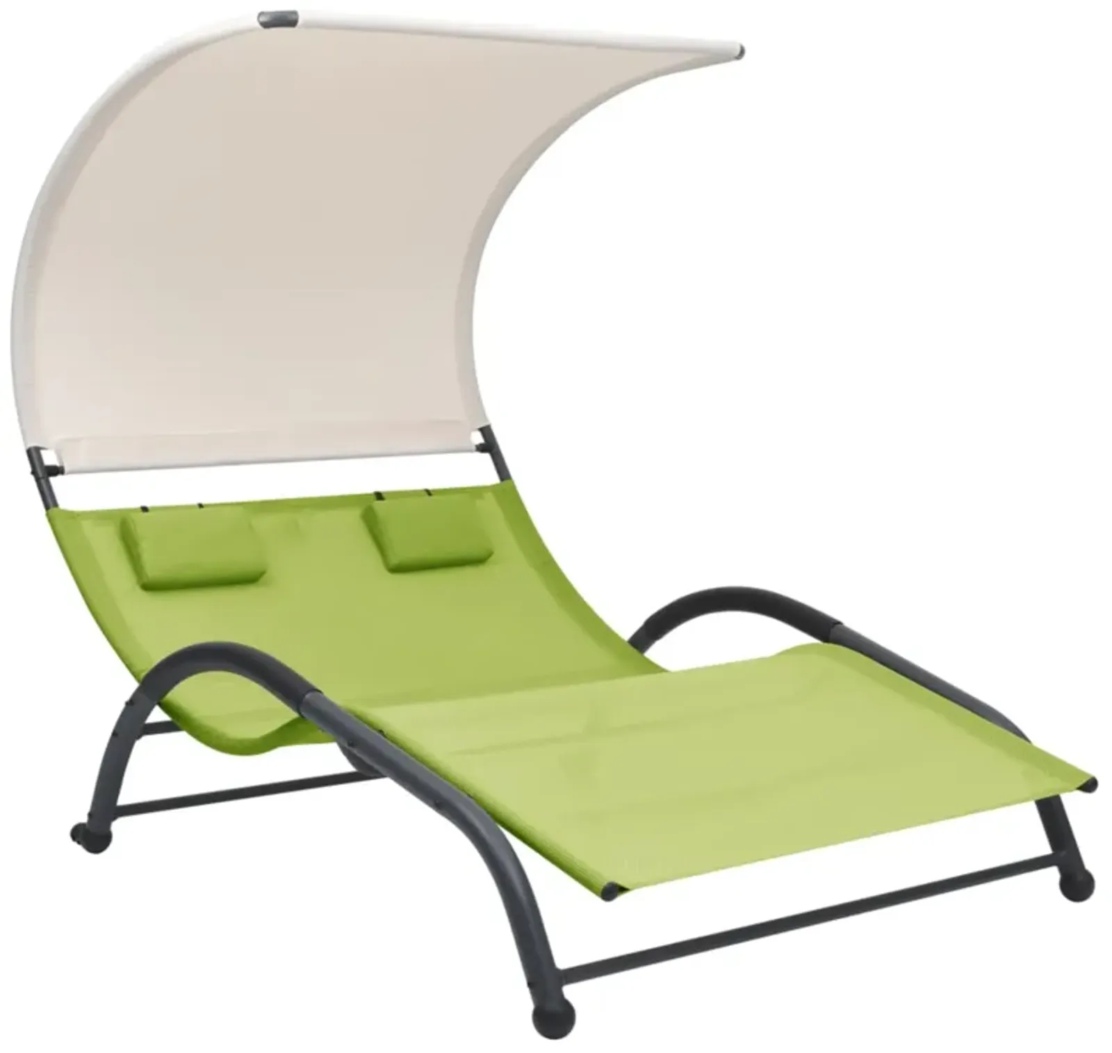 vidaXL Double Sun Lounger with Canopy Textilene Green