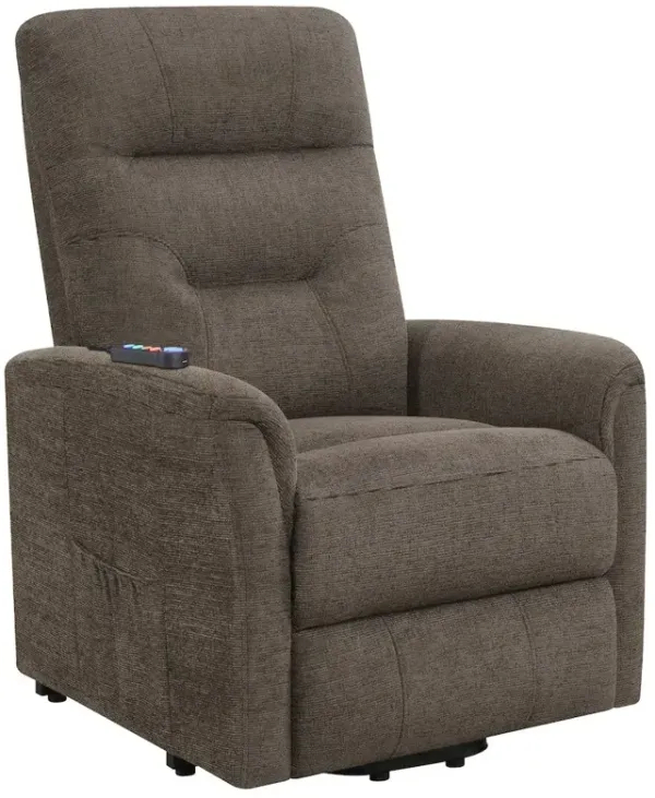 Henrietta Upholstered Power Lift Massage Chair Brown