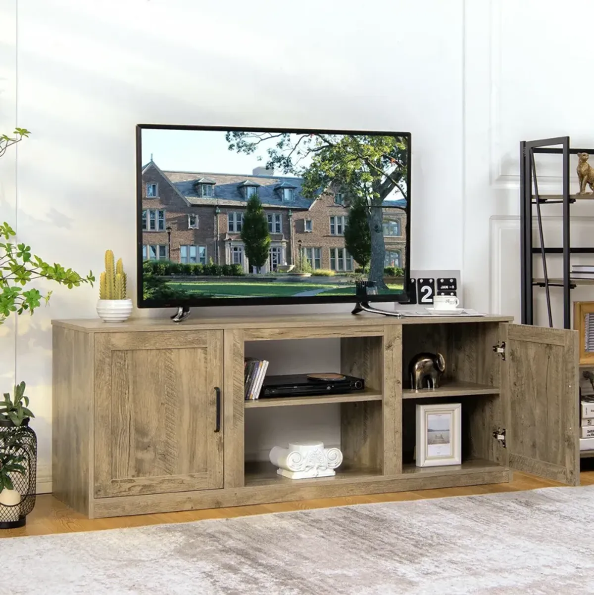 58 Inch TV Stand with 1500W Faux Fireplace for TVs up to 65 Inch