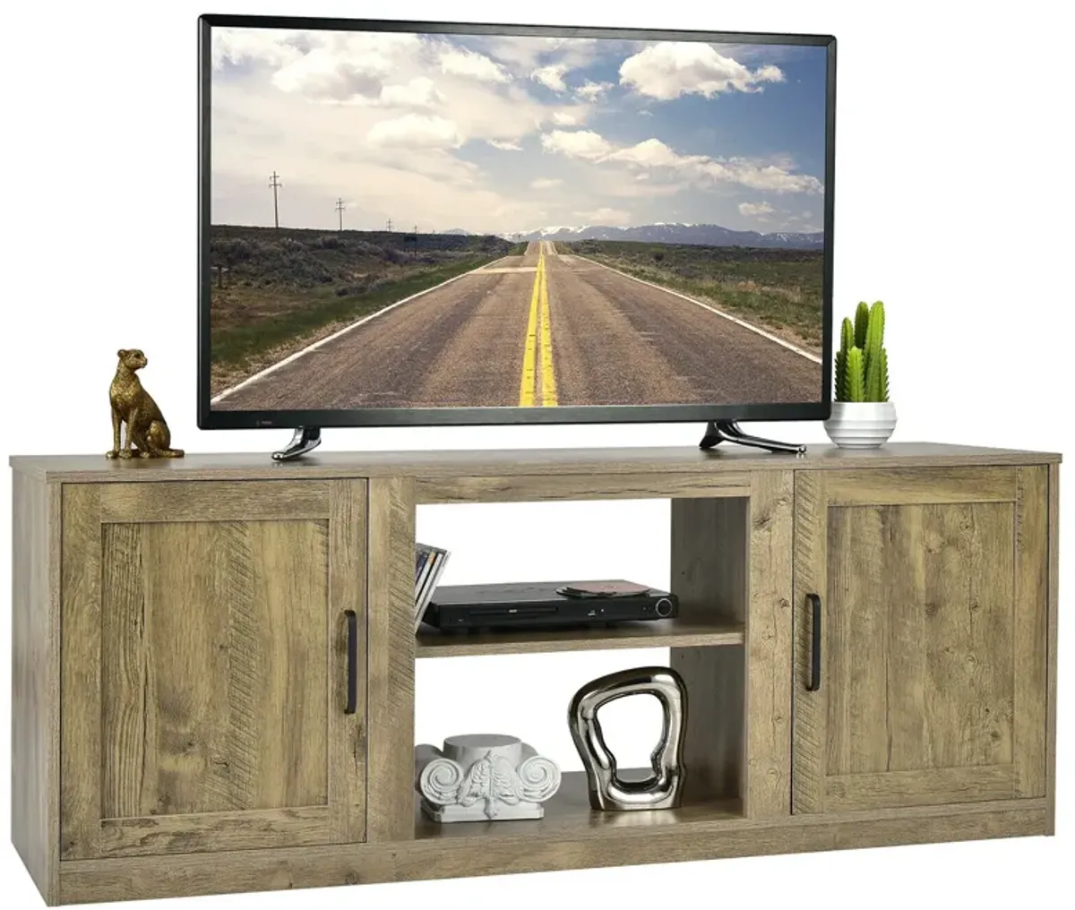 58 Inch TV Stand with 1500W Faux Fireplace for TVs up to 65 Inch