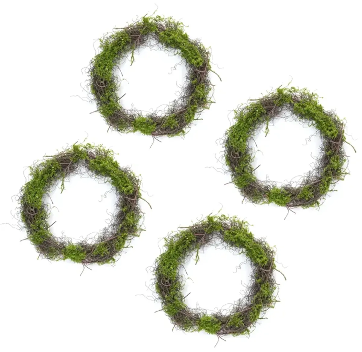 Moss Wreath Set of 4 for Rustic or Natural Home Décor