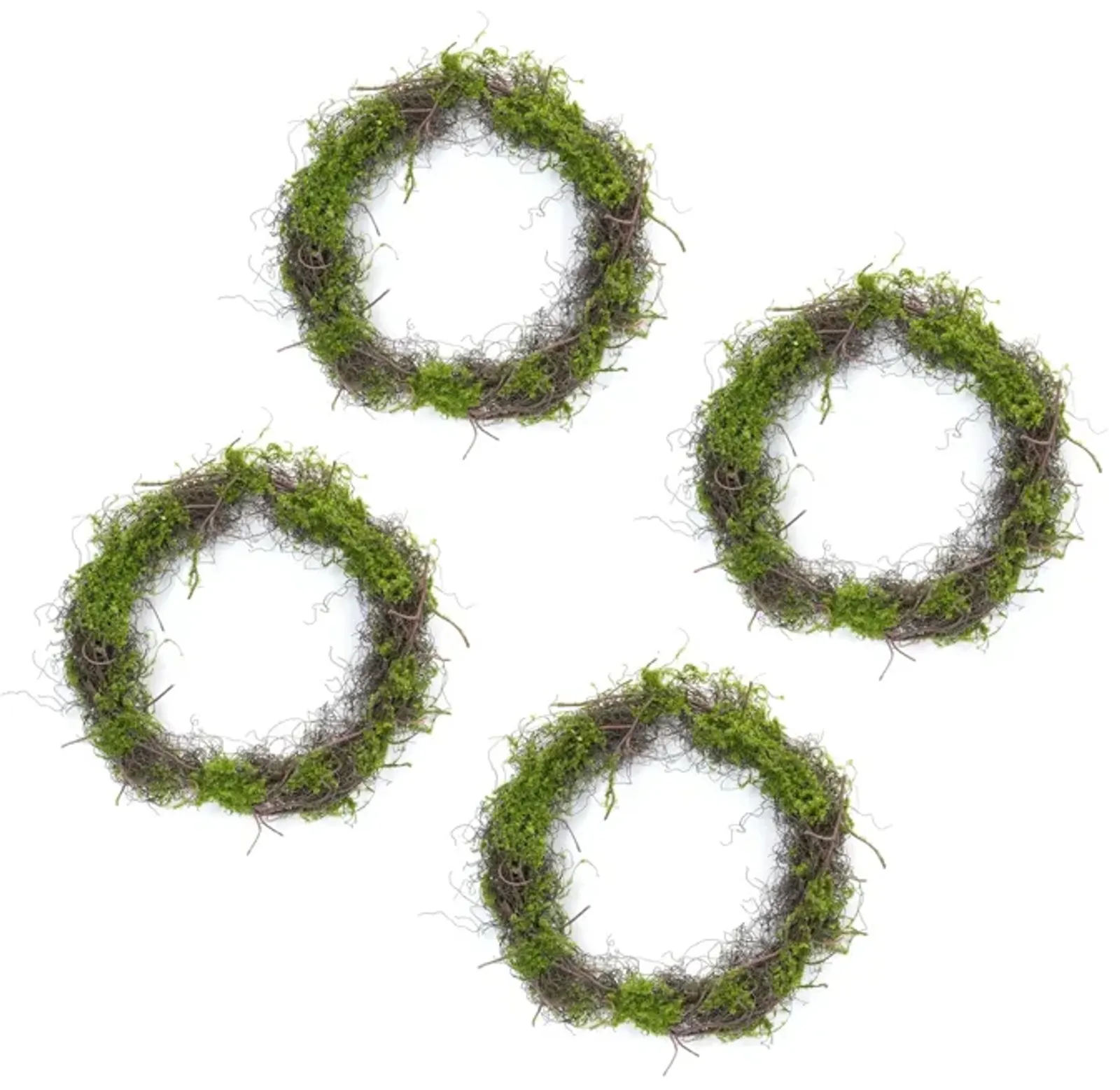 Moss Wreath Set of 4 for Rustic or Natural Home Décor