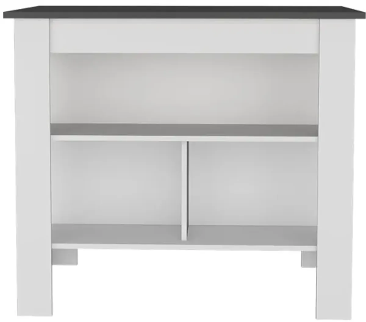 Delos Kitchen Island 35.4" H, with 3 Shelves, White / Mahogany