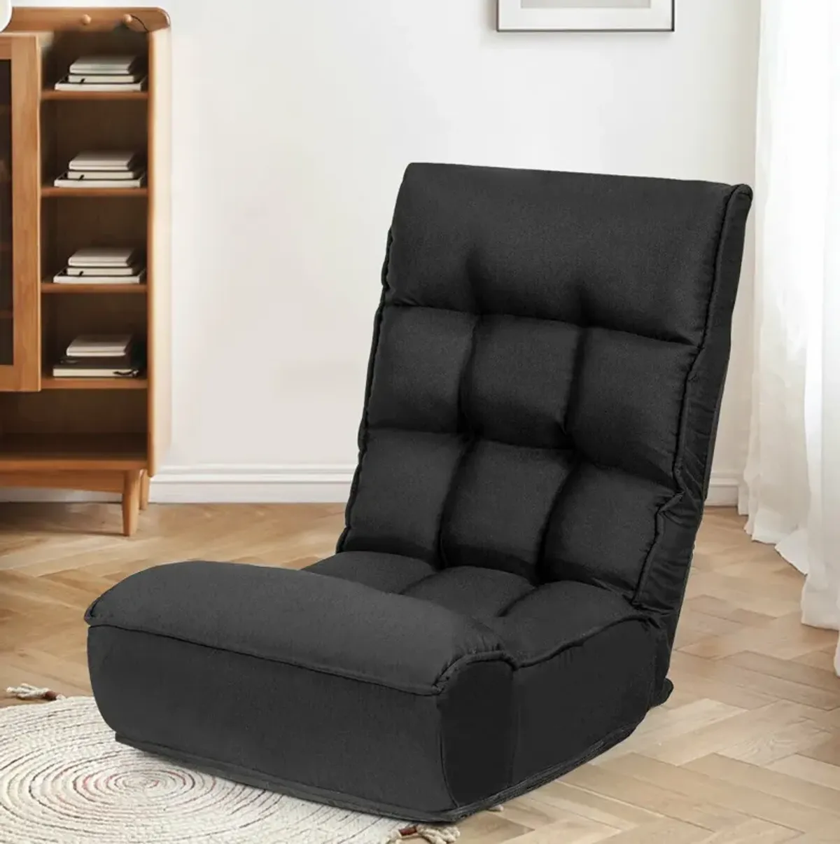 4-Position Adjustable Floor Chair Folding Lazy Sofa