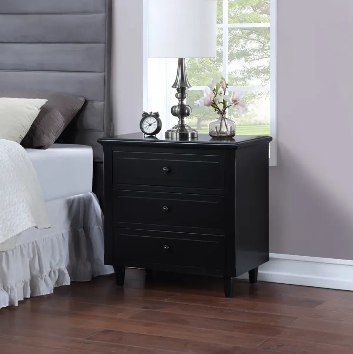 3-Drawer Nightstand Storage Wood Cabinet