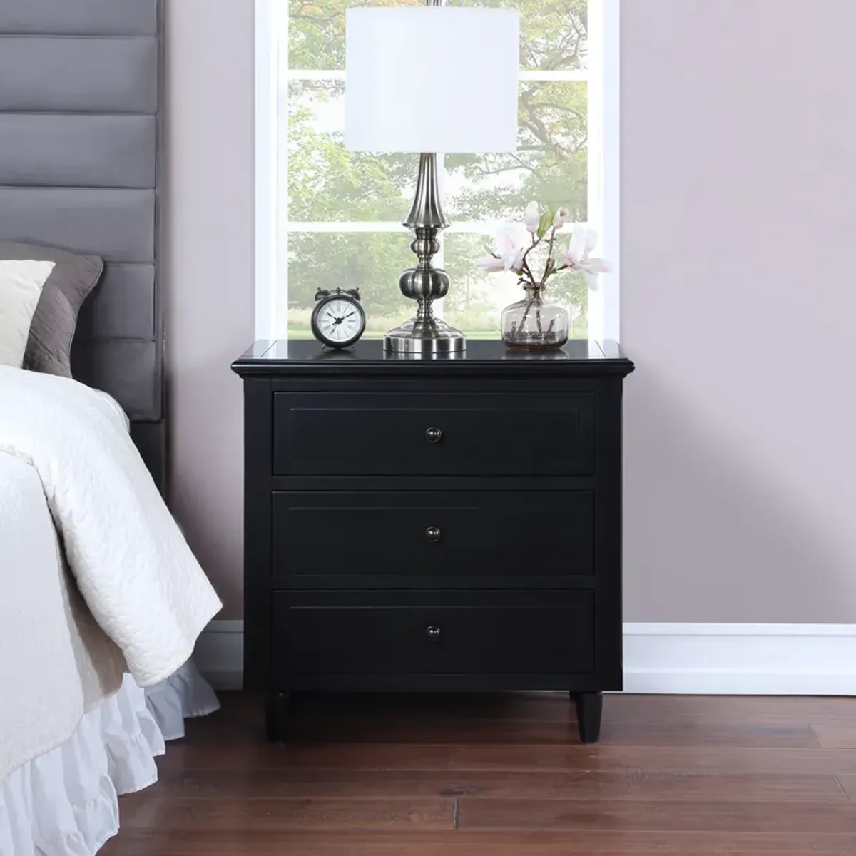 3-Drawer Nightstand Storage Wood Cabinet