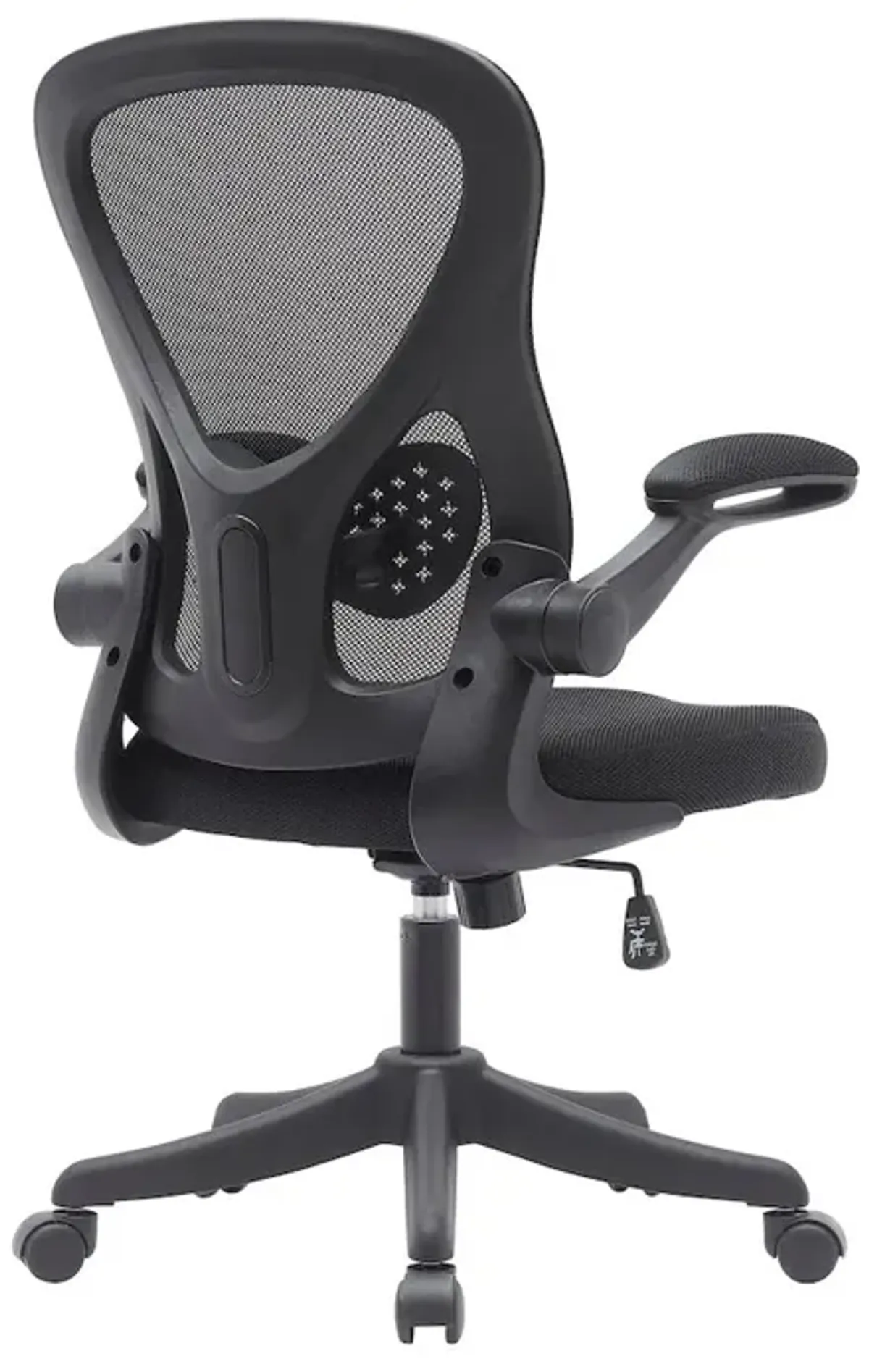 Techni Mobili Black Mesh Office Chair with Lumbar Support and Flip-Up Arms