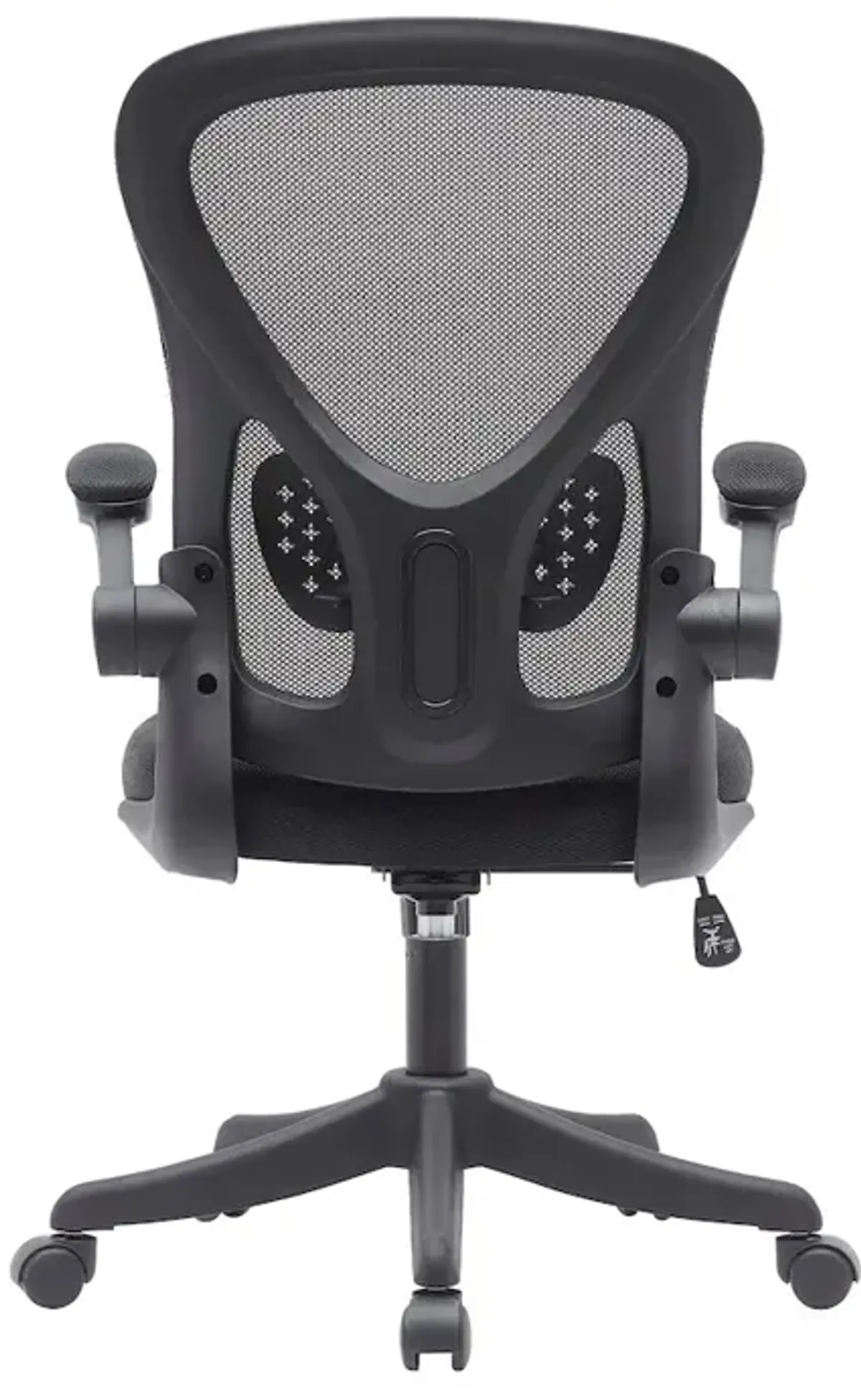 Techni Mobili Black Mesh Office Chair with Lumbar Support and Flip-Up Arms