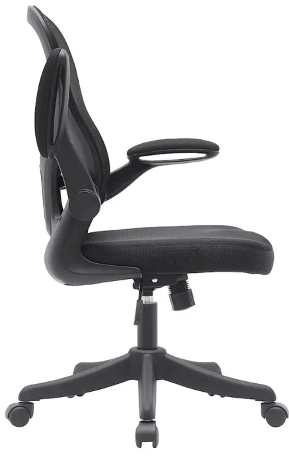 Techni Mobili Black Mesh Office Chair with Lumbar Support and Flip-Up Arms