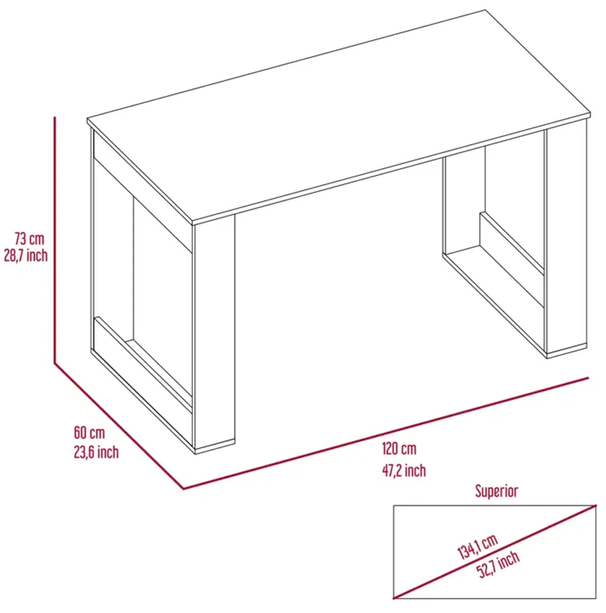 Oviedo 120 Writing Desk, Four Legs - Light Oak