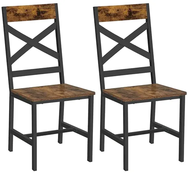 Hivvago Industrial Brown Dining Chairs Sets with Backrest