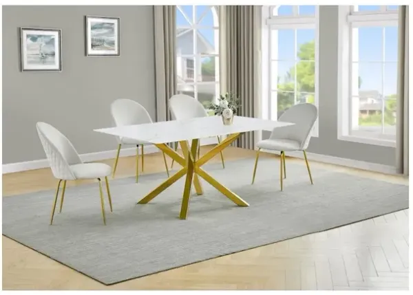 Best Quality Furniture Glass With White Marble Wrap Dining Set And Cream Chairs