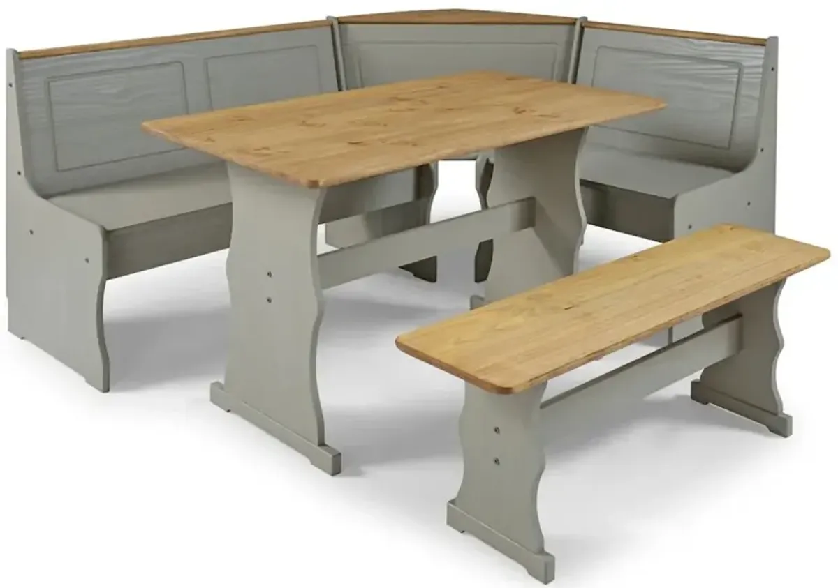 Solid Pine Corner Dining Booth in Corona Gray