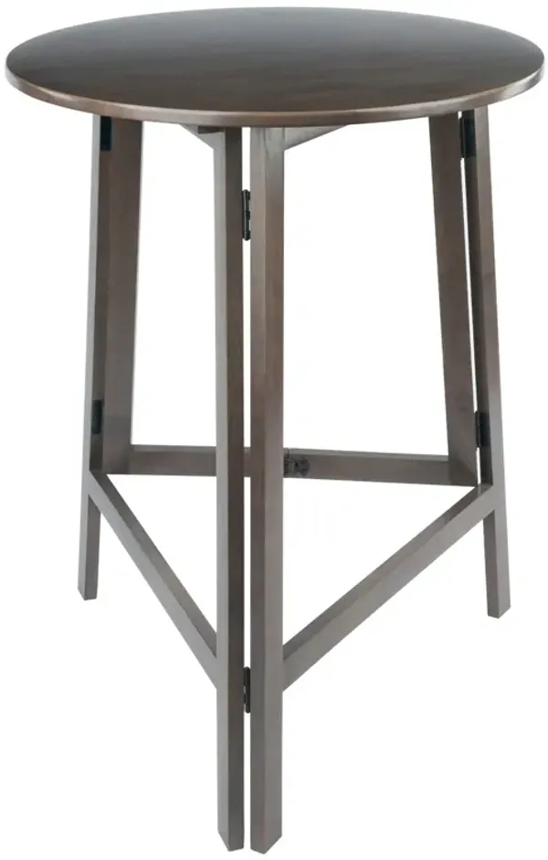 Yardlio Wood Torrence High Table - Folding Round Table | Oyster Gray | 30" Diameter