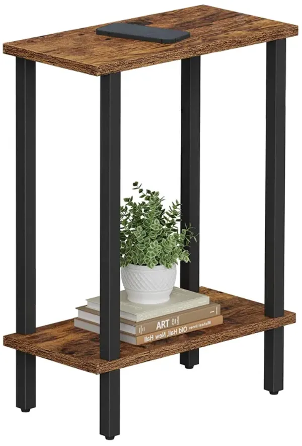 TUTOTAK Small Side Table, Narrow End Table, Skinny Sofa Table, Slim Nightstand, Couch Table, Living Room, Bed Room, Brown TB01BB