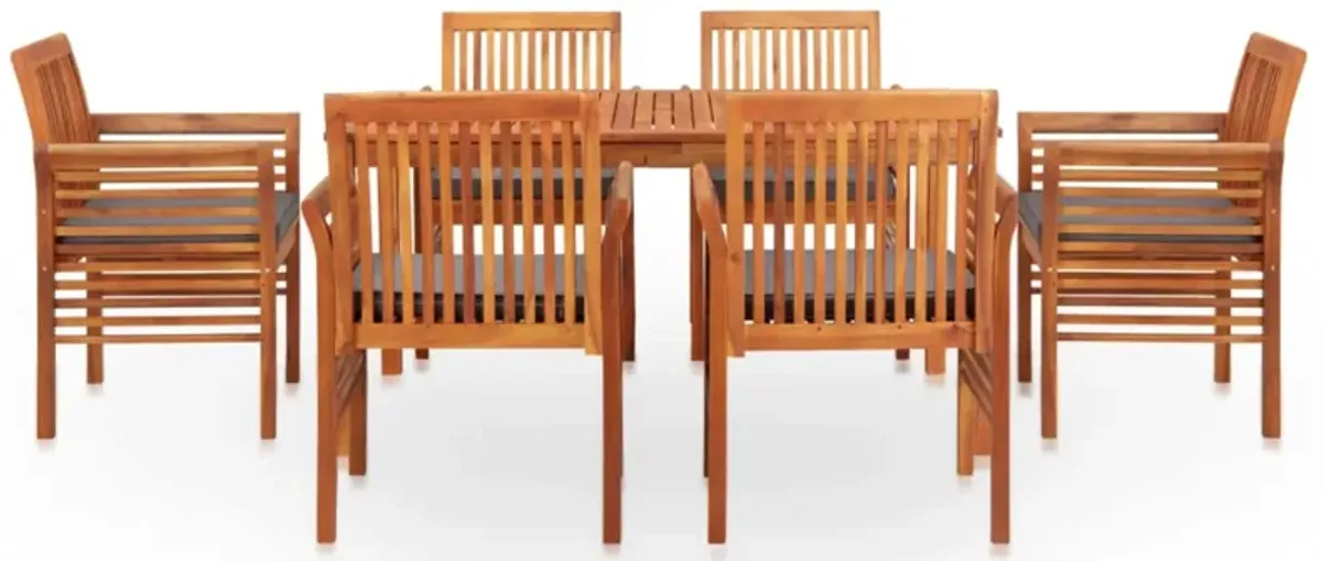 vidaXL 7 Piece Outdoor Dining Set with Cushions Solid Acacia Wood