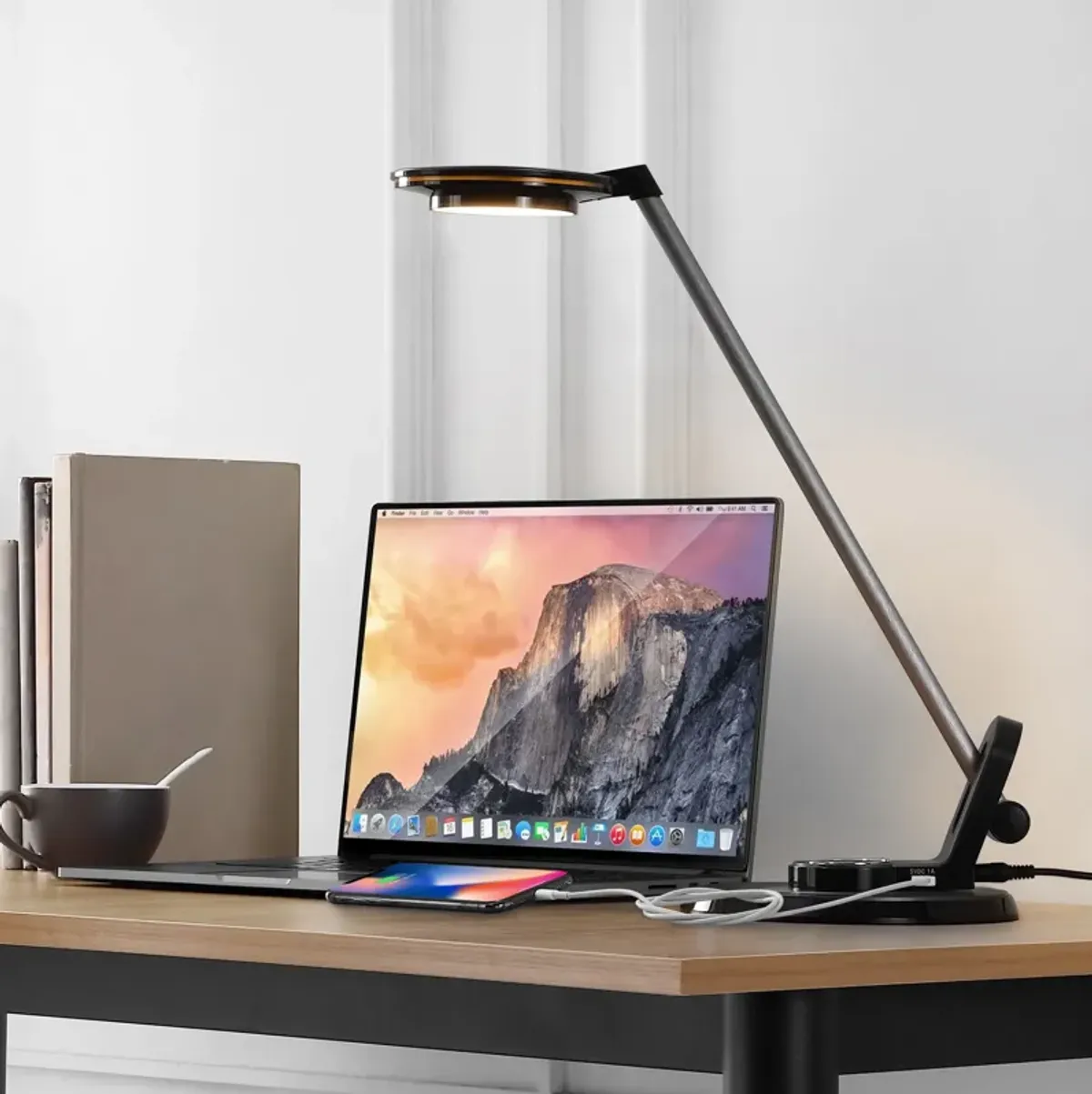 Dixon Aluminum Contemporary Minimalist Adjustable Dimmable USB Charging LED Task Lamp