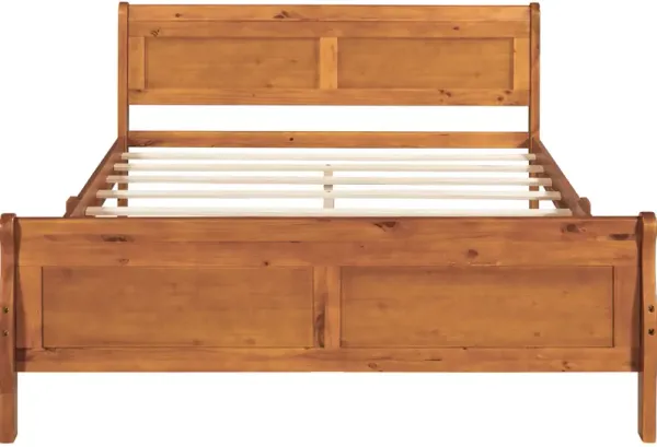 Queen Size Wood Platform Bed with Headboard and Wooden Slat Support
