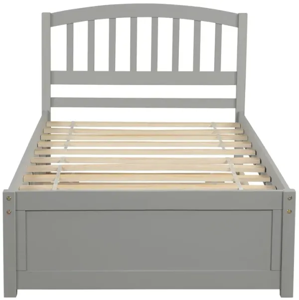 Whisen Elegant Design Twin size Platform Bed with Trundle - Gray
