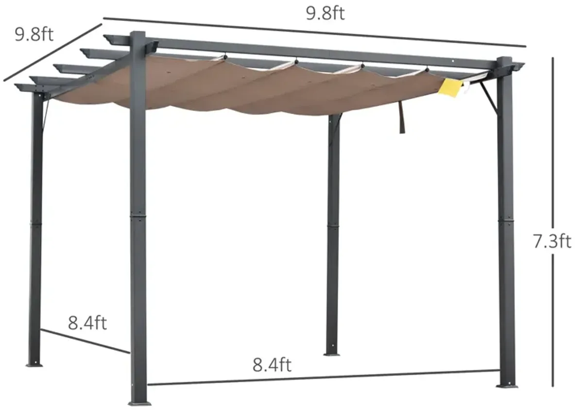 Grey Backyard Shade: 10x10 ft Patio Pergola with Retractable Canopy