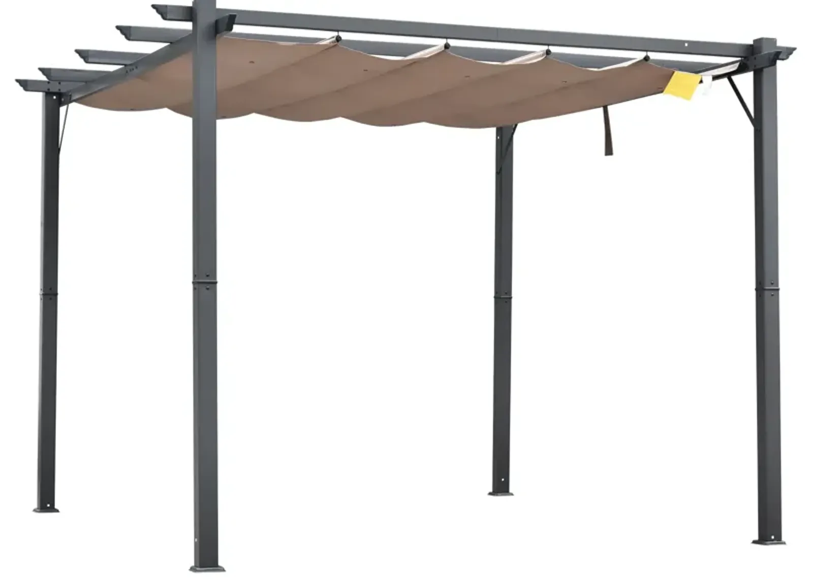 Grey Backyard Shade: 10x10 ft Patio Pergola with Retractable Canopy