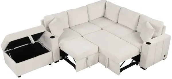 Merax Convertible Pull-out Sofa Bed with A Movable Storage Ottoman