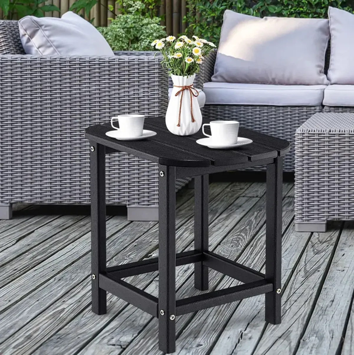 18 Inch Weather Resistant Side Table for Garden Yard Patio