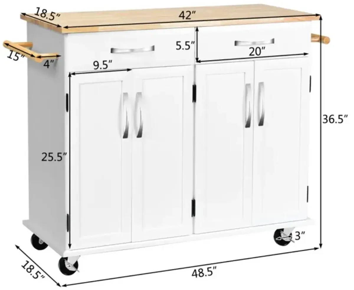 Hivvago Wood Top Rolling Kitchen Trolley Island Cart Storage Cabinet