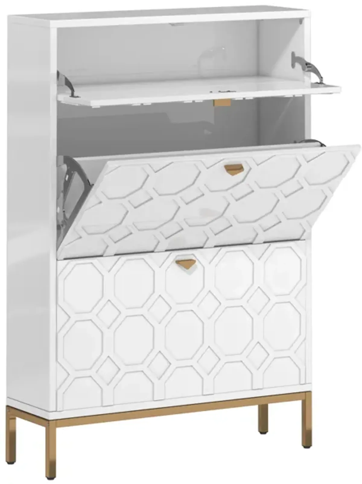 46.6 in. H x 31.5 in. W. Green MDF Shoe Storage Cabinet 24-Pair