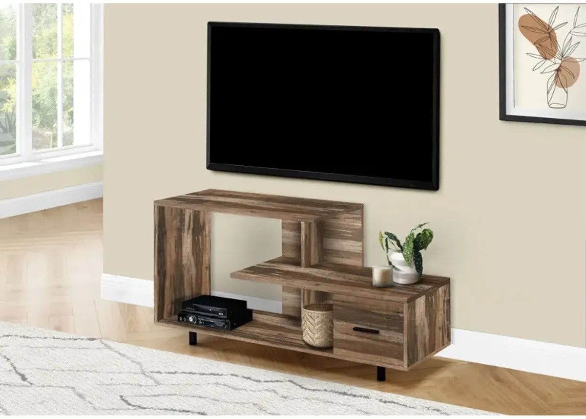 Monarch Specialties I 2611 Tv Stand, 48 Inch, Console, Media Entertainment Center, Storage Drawer, Living Room, Bedroom, Laminate, Brown, Contemporary, Modern