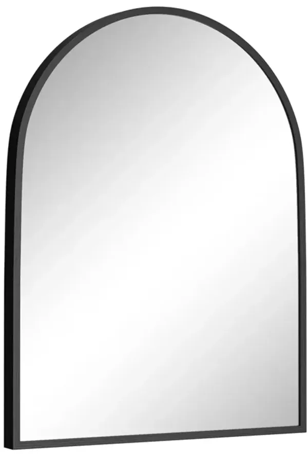 23*32 Arched Metal Framed Round Corner Bathroom Vanity Mirror in Black