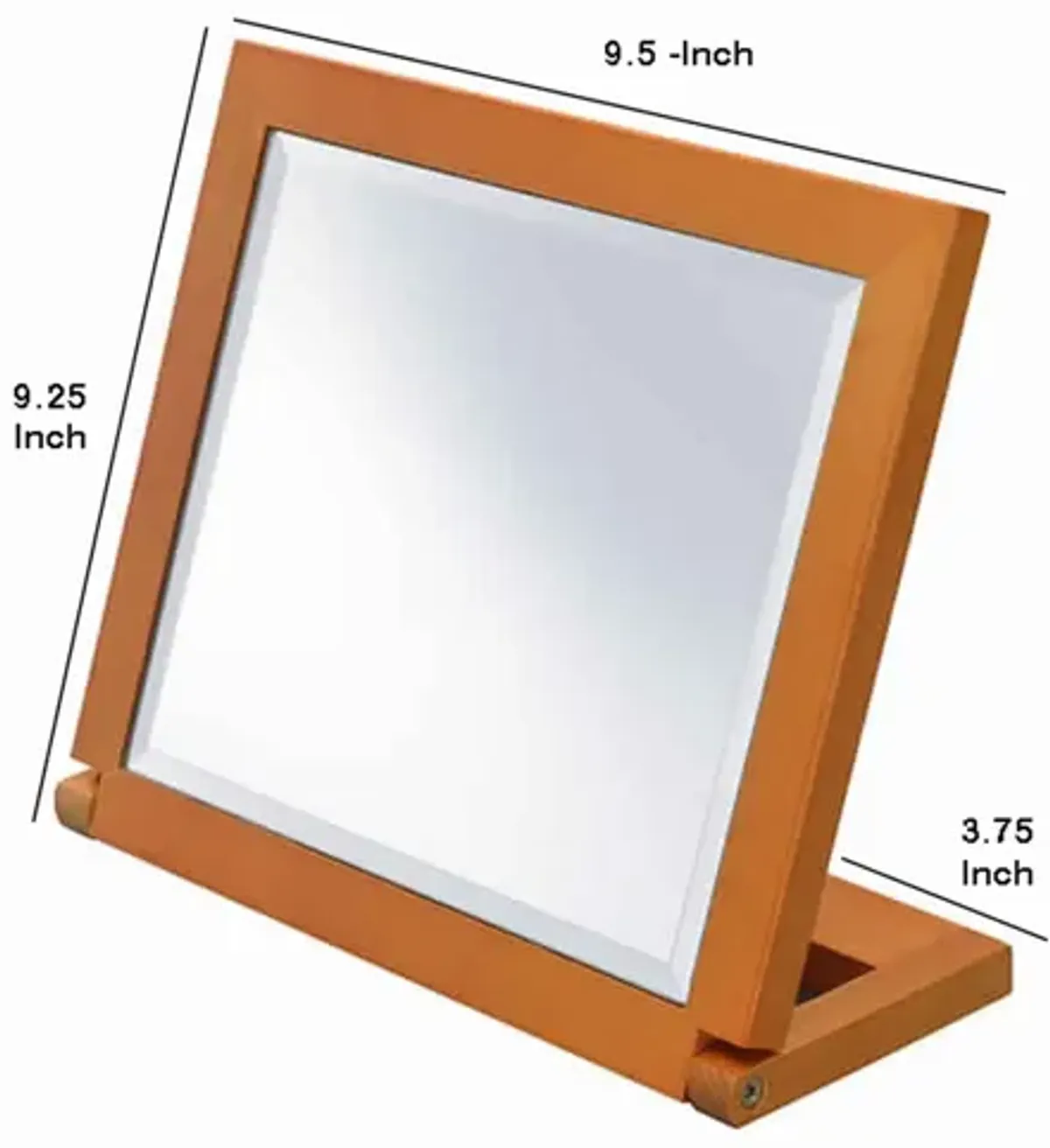 Wooden Rectangular Tilted Bevelled Mirror, Brown and Silver - Benzara