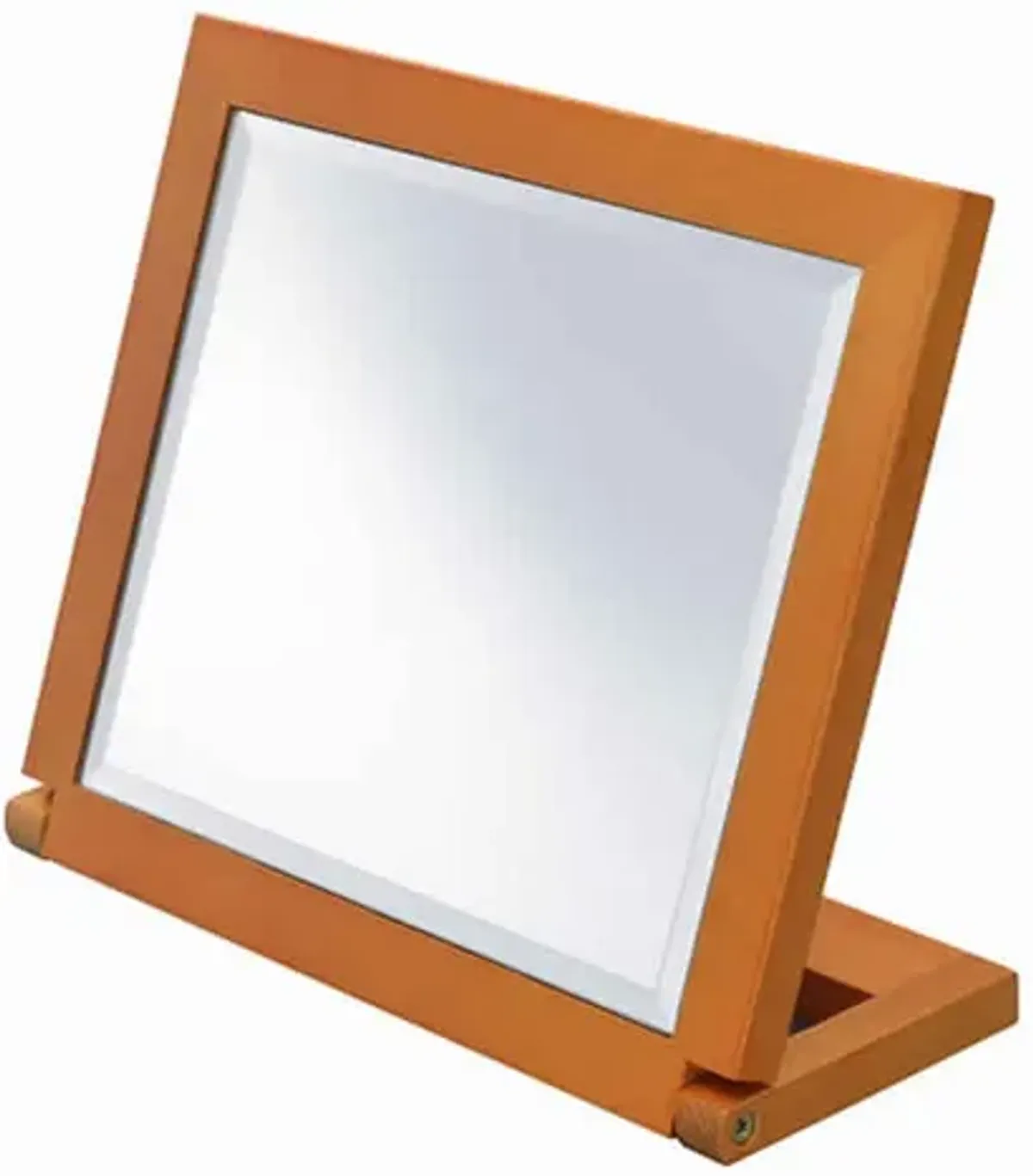 Wooden Rectangular Tilted Bevelled Mirror, Brown and Silver - Benzara