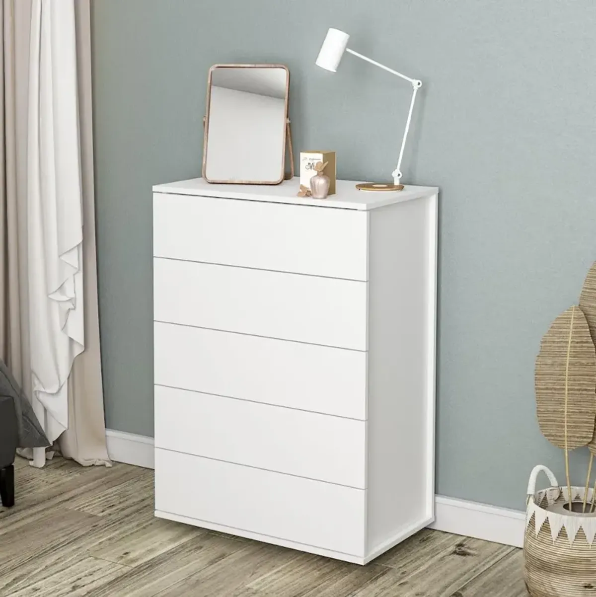 Polifurniture Madison 5 Drawer Dresser, White