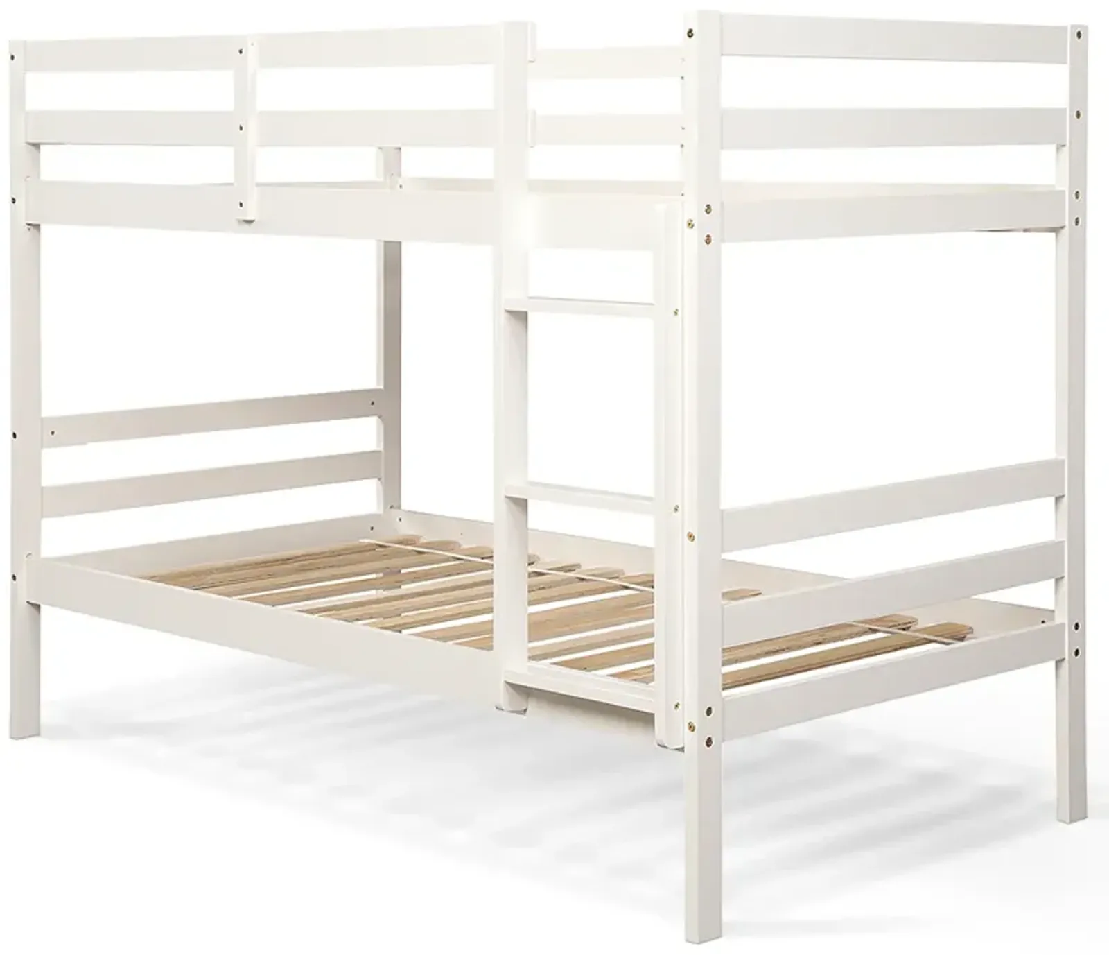 Twin Size Sturdy Wooden Bunk Beds with Ladder and Safety Rail