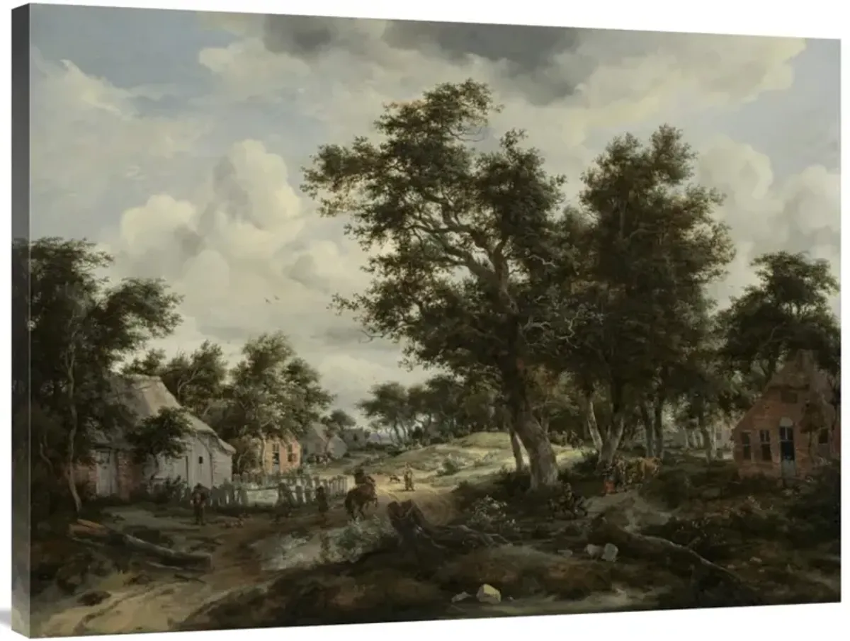 A Wooded Landscape with Travelers on a Path through a Hamlet-Canvas Art-40x30