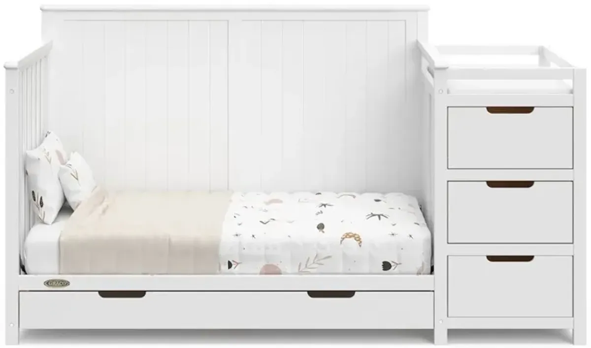 Graco Hadley 5-in-1 Convertible Crib and Changer with Drawer (White)